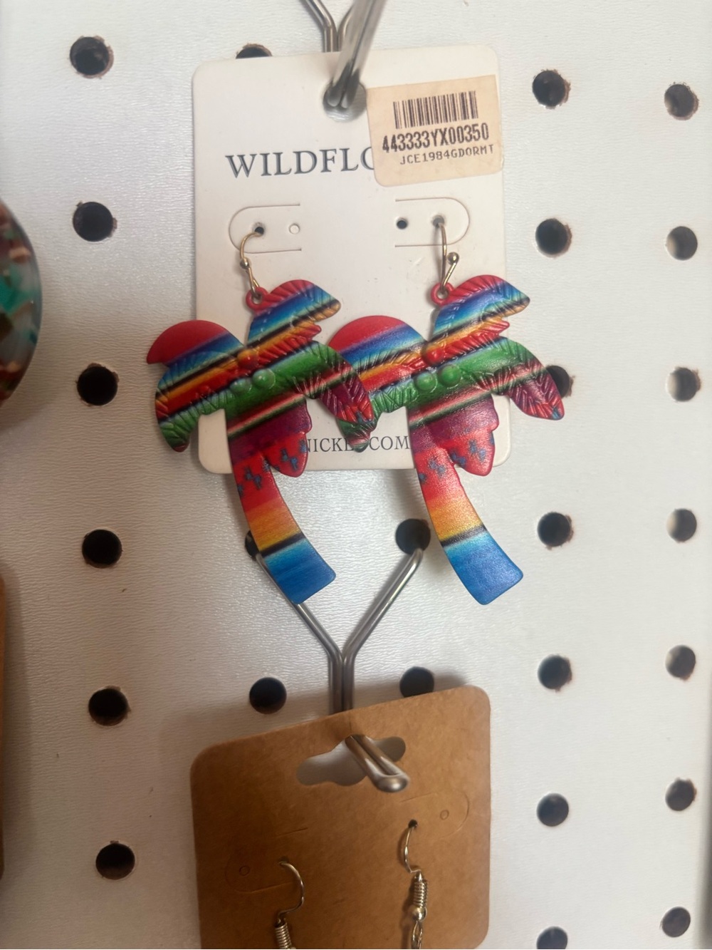 Wildflowers Rainbow Palm Tree Hoop Earrings in Multicolor Stripes